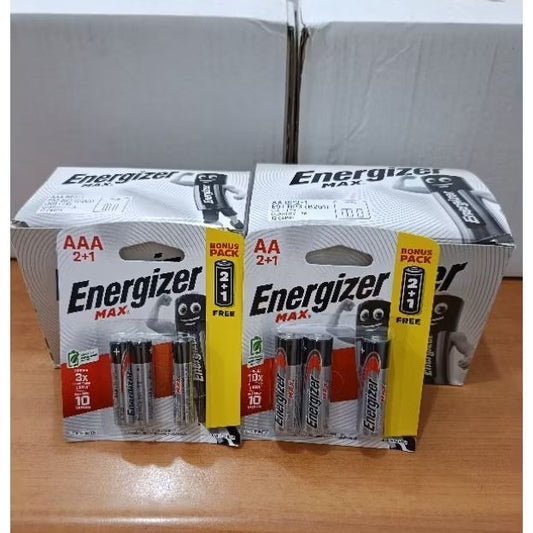 Pekanbaru Baterai Alkaline / Baterai Energizer Max Aa / A2 Dan Aaa / A3 2+1 Pack Isi 3