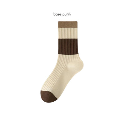 [littlecrab] Kaos Kaki Panjang Chocolate Latte Brown Long Socks Earth Tone Aesthetic Berkualitas