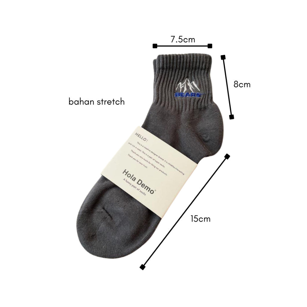 [littlecrab] Kaos Kaki Pendek Motif Gunung Bears High Quality Socks Unisex Simple
