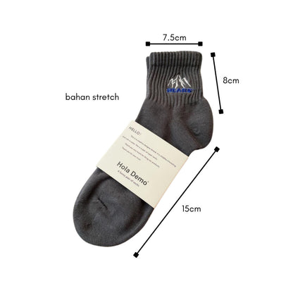 [littlecrab] Kaos Kaki Pendek Motif Gunung Bears High Quality Socks Unisex Simple