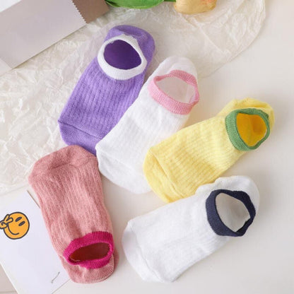 [littlecrab] Kaos Kaki Pendek Polos Warna Warni Lucu Unik Motif Plain Two Tone Berkualitas Korean
