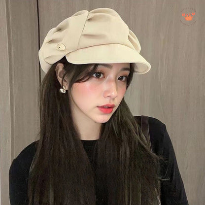 [littlecrab] Topi Baret Bentuk Awan Cloud Puff Simple Cute Aesthetic Retro Korean Style Topi Seniman