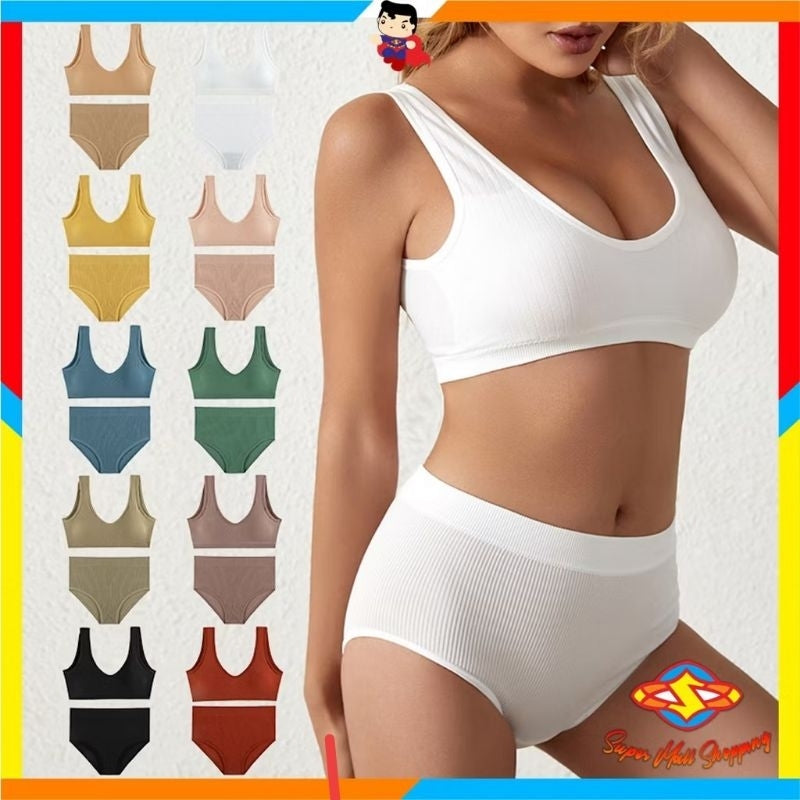 Pekanbaru Bra Tank Top Wanita Sepasang 6608 Model Vneck Sport Wanita One Set