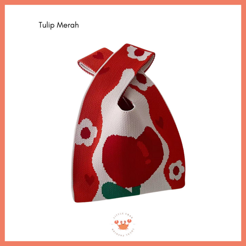 [littlecrab] Tas Rajut Bangkok All Motif Knit Knot Bag Mini Totebag Buffalow Unik Kanvas Premium