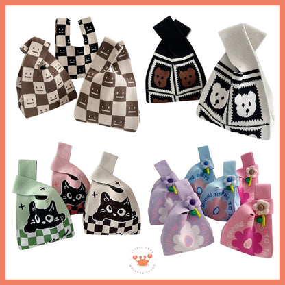 [littlecrab] Tas Rajut Bangkok All Motif Knit Knot Bag Mini Totebag Buffalow Unik Kanvas Premium