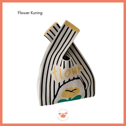 [littlecrab] Tas Rajut Bangkok All Motif Knit Knot Bag Mini Totebag Buffalow Unik Kanvas Premium