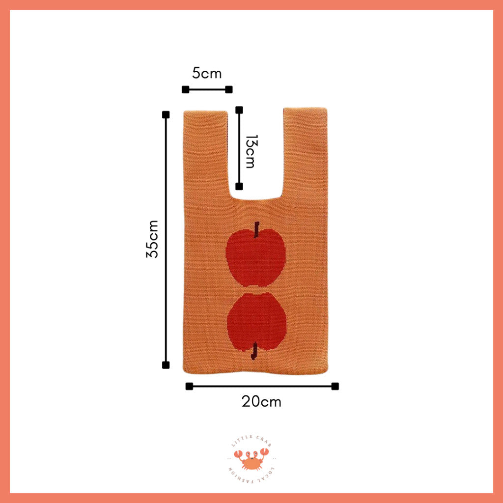 [littlecrab] Tas Rajut Motif Buah Apel Pear Fruit Knit Knot Bag Buffalow Mini Bag Bangkok Premium