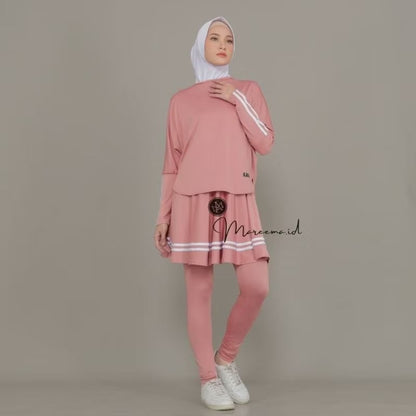 Pekanbaru Setelan Baju Olahraga Wanita Muslim Terbaru Leging Rok Skirt Perempuan  Sport