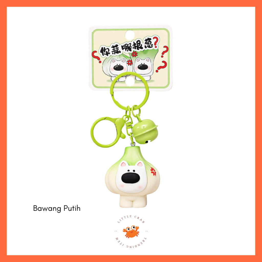 [littlecrab] Gantungan Kunci Motif Bawang Garlic Daun Bawang Keychain Unik Gemoy Hijau Putih Cartoon