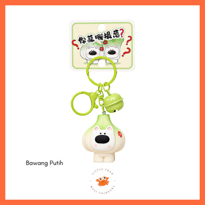 [littlecrab] Gantungan Kunci Motif Bawang Garlic Daun Bawang Keychain Unik Gemoy Hijau Putih Cartoon