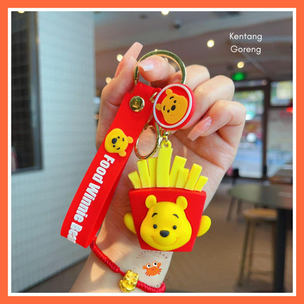 [littlecrab] Gantungan Kunci Winnie The Pooh Bentuk Makanan Burger Donat French Fries Keychain Food