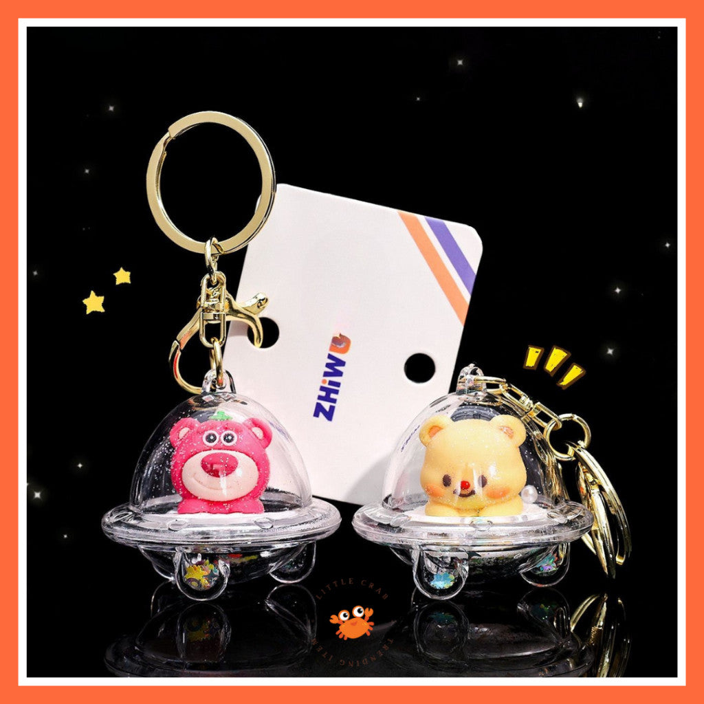 [littlecrab] Gantungan Kunci Uvo Transparan Glitter Lotso Alien Stitch Butter Bear Keychain Gemoy