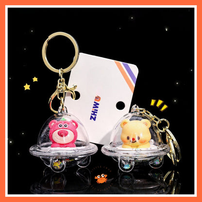 [littlecrab] Gantungan Kunci Uvo Transparan Glitter Lotso Alien Stitch Butter Bear Keychain Gemoy