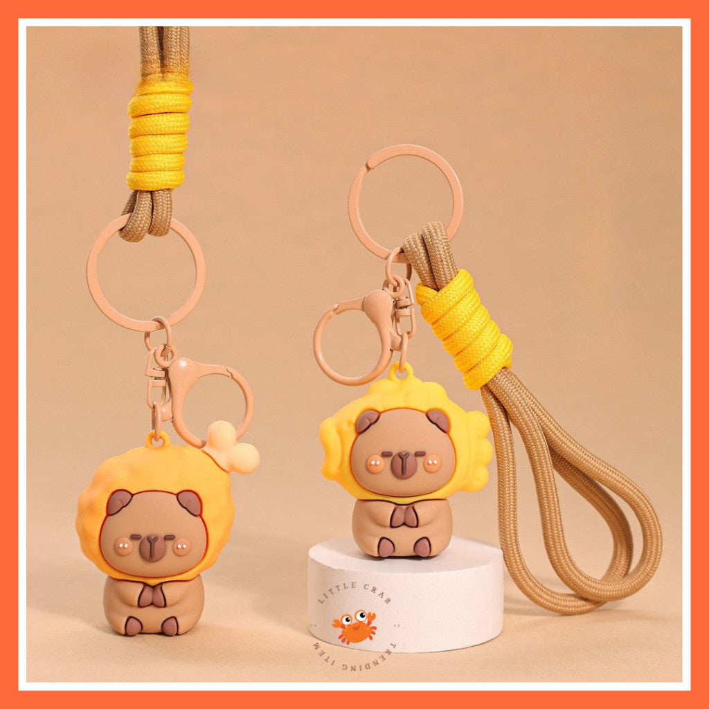 [littlecrab] Gantungan Kunci Capybara Taiyaki Paha Ayam Food Keychain Beruang Coklat Gemoy Cartoon
