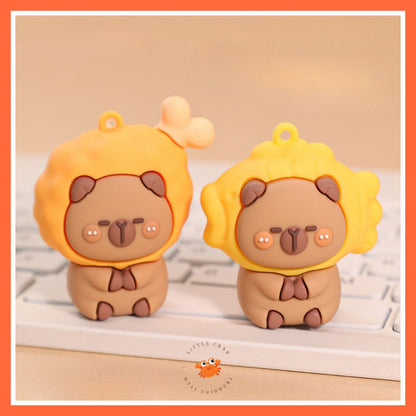 [littlecrab] Gantungan Kunci Capybara Taiyaki Paha Ayam Food Keychain Beruang Coklat Gemoy Cartoon