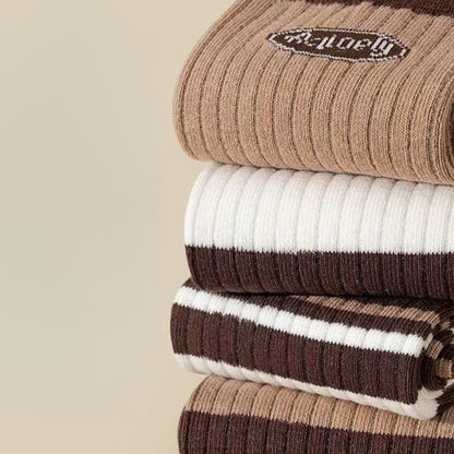 [littlecrab] Kaos Kaki Panjang Chocolate Latte Brown Long Socks Earth Tone Aesthetic Berkualitas