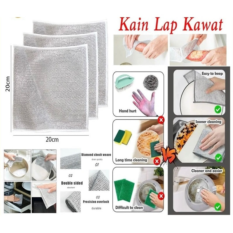 3 PCS SABUT BESI STAINLES STAINLESS STEEL KAWAT CUCI PIRING SERBAGUNA EKONOMIS ANTI KARAT