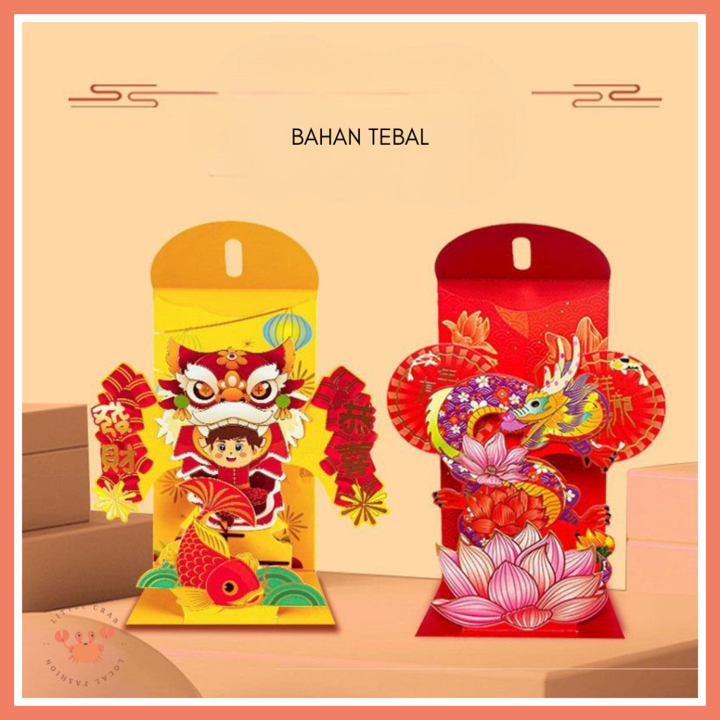 [littlecrab] Amplop Angpao 3d Pop Up Birthday Wedding Imlek Full Pattern Premium 3 Dimensi Timbul CNY