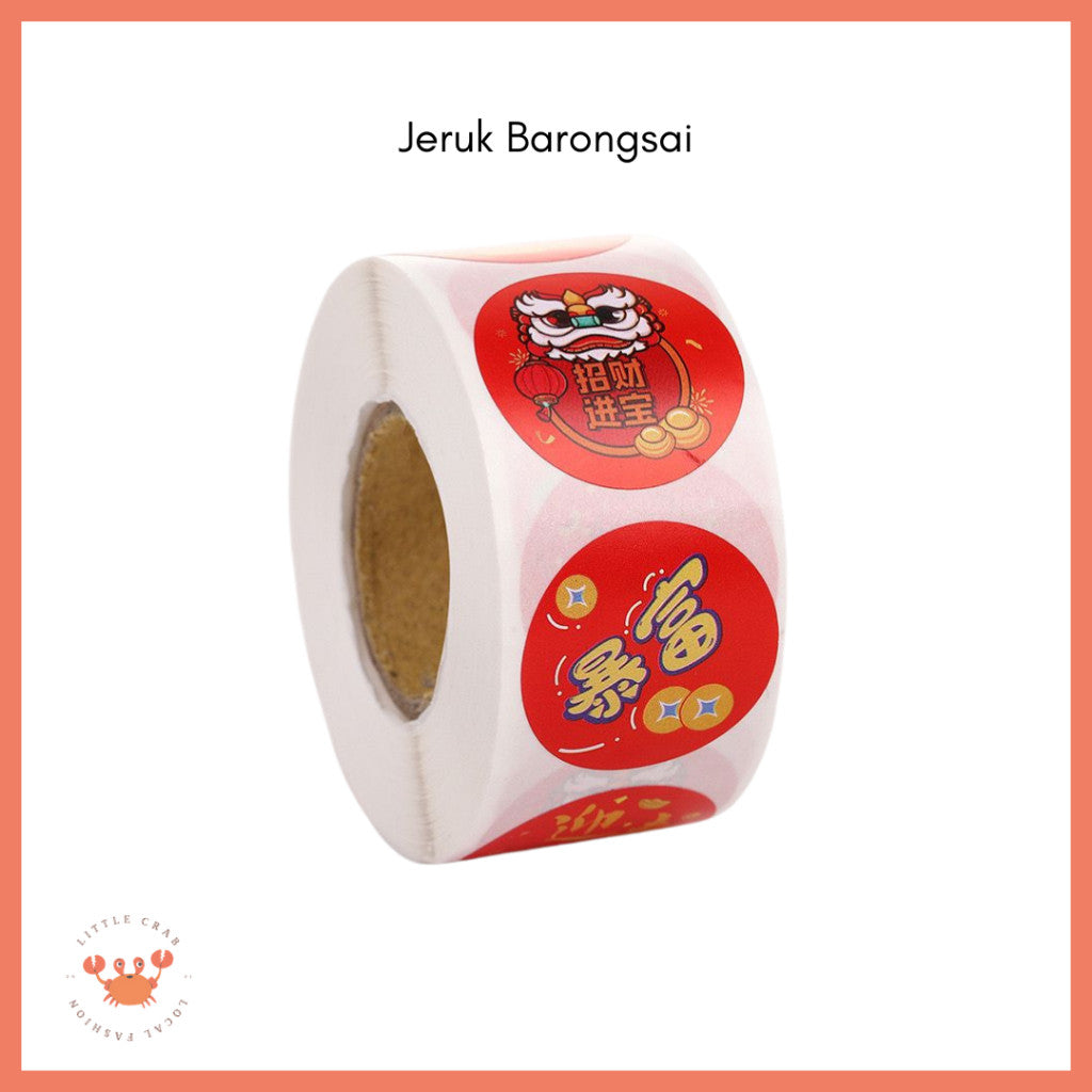 [littlecrab] Sticker Roll 500pcs Mini Fu  CNY Hok Merah Gold Tempelan Fuk Stiker Toples Buah Parcel