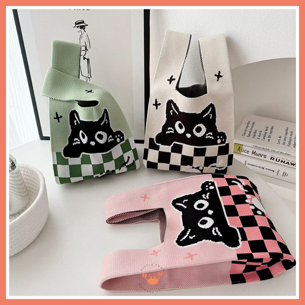 [littlecrab] Tas Rajut Bangkok All Motif Knit Knot Bag Mini Totebag Buffalow Unik Kanvas Premium