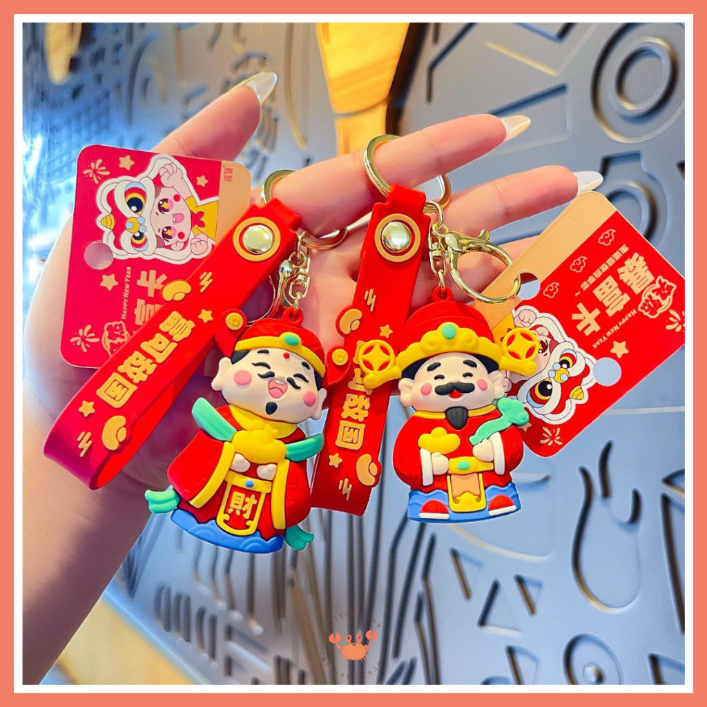 [littlecrab] Gantungan Kunci Cai Shen Ye Dewa Keberuntungan Keychain Lucu Unik Mobil Motor Kunci Rumah