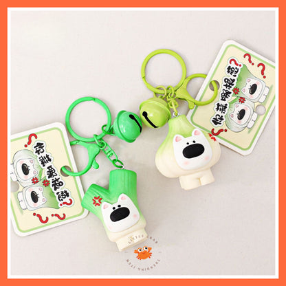 [littlecrab] Gantungan Kunci Motif Bawang Garlic Daun Bawang Keychain Unik Gemoy Hijau Putih Cartoon