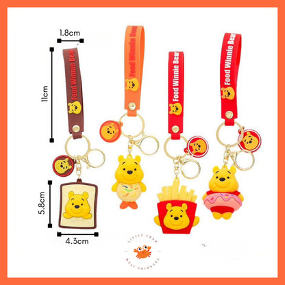 [littlecrab] Gantungan Kunci Winnie The Pooh Bentuk Makanan Burger Donat French Fries Keychain Food