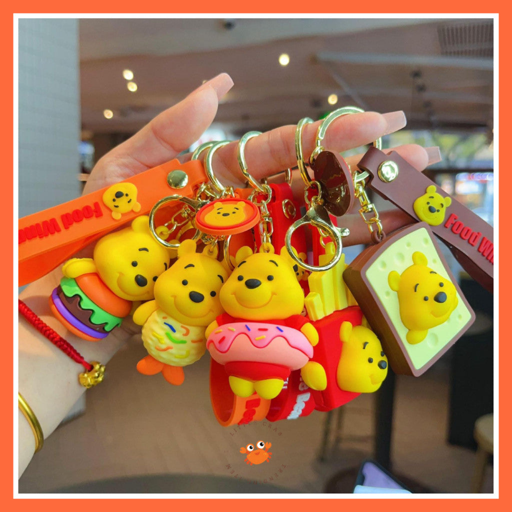 [littlecrab] Gantungan Kunci Winnie The Pooh Bentuk Makanan Burger Donat French Fries Keychain Food