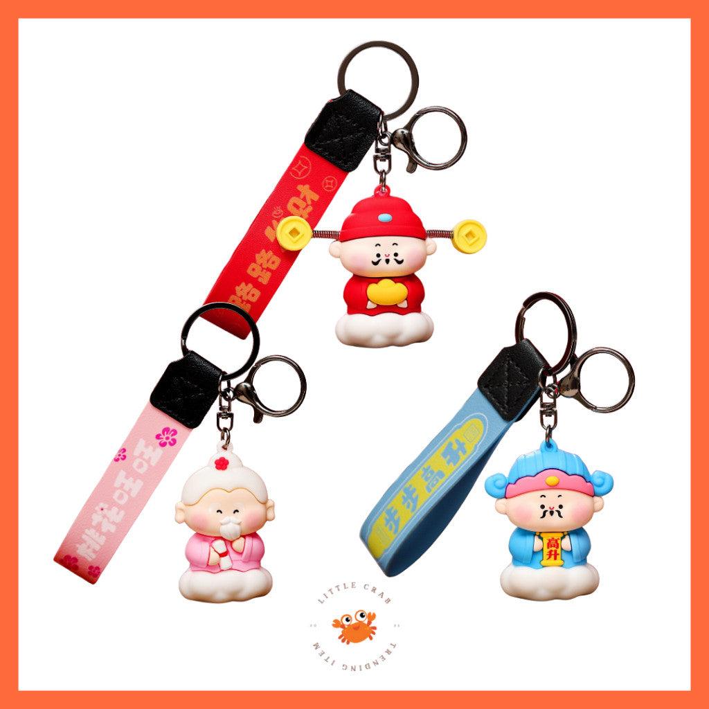 [littlecrab] Gantungan Kunci Motif Dewa Keberuntungan Jodoh Pendidikan Cute God Keychain Gemoy