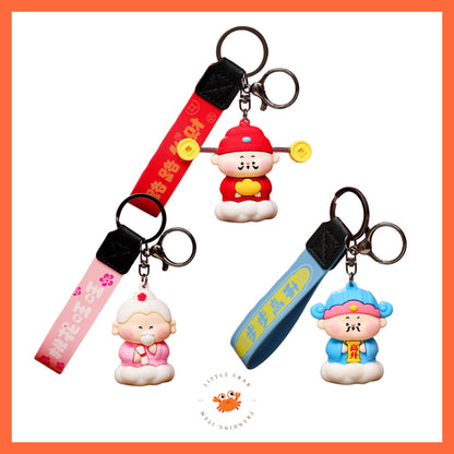 [littlecrab] Gantungan Kunci Motif Dewa Keberuntungan Jodoh Pendidikan Cute God Keychain Gemoy