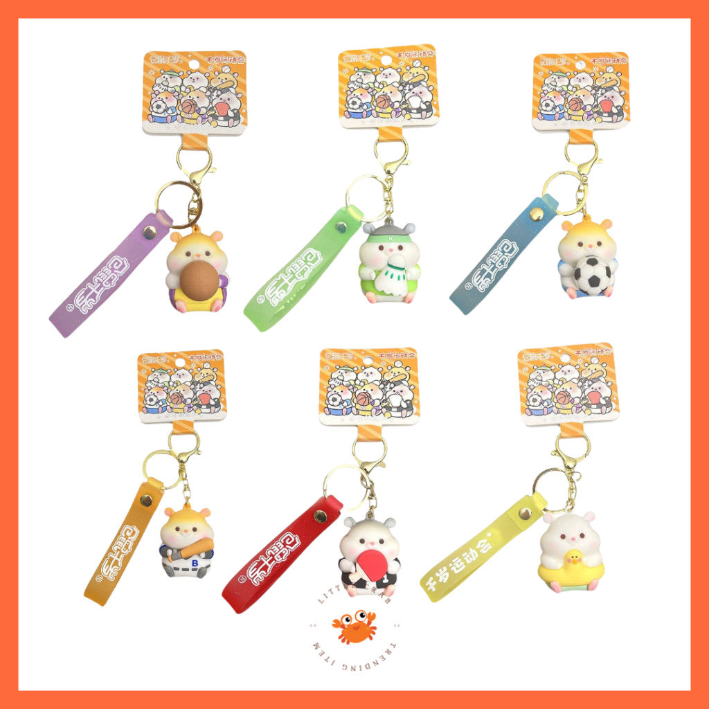[littlecrab] Gantungan Kunci Hamster Olahraga Sport Keychain Gemoy Chubby Pet Aesthetic Cartoon