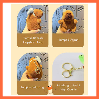 [littlecrab] Gantungan Kunci Boneka Capybara Mini Unik Keychain Plush Doll Beruang Gemoy