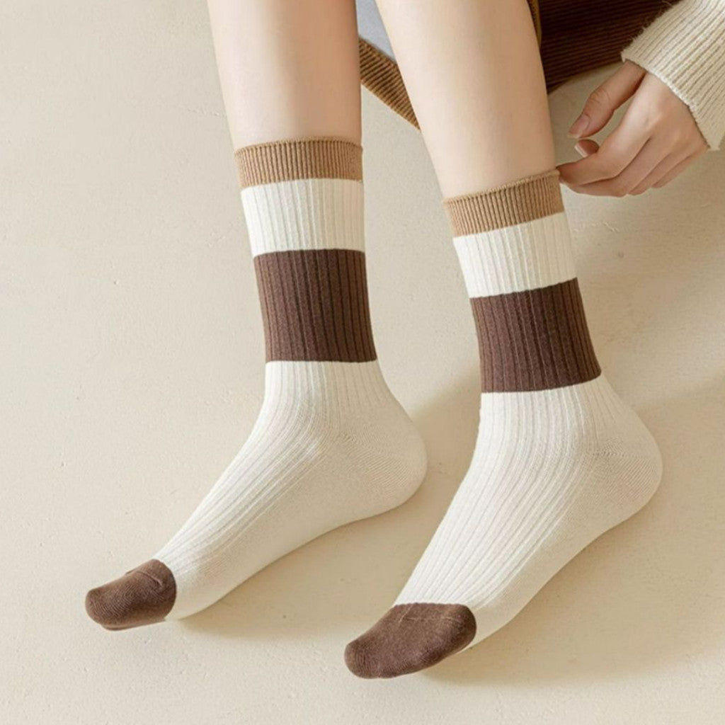 [littlecrab] Kaos Kaki Panjang Chocolate Latte Brown Long Socks Earth Tone Aesthetic Berkualitas