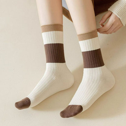 [littlecrab] Kaos Kaki Panjang Chocolate Latte Brown Long Socks Earth Tone Aesthetic Berkualitas