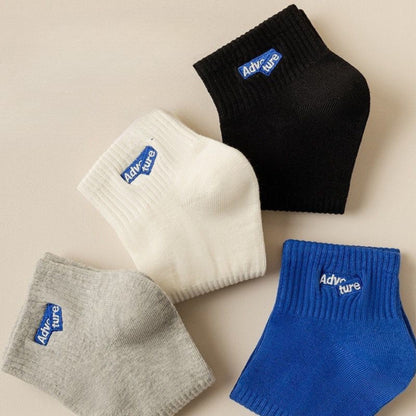 [littlecrab] Kaos Kaki Pendek Adventure High Quality Socks Simple Unisex Hitam Putih Biru Abu