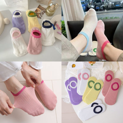 [littlecrab] Kaos Kaki Pendek Polos Warna Warni Lucu Unik Motif Plain Two Tone Berkualitas Korean