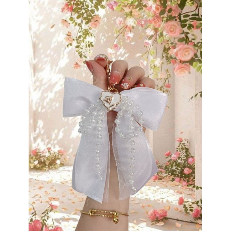 Pekanbaru Gantungan Kunci Pita Mutiara Rosie / Gantungan Tas Pita Mutiara Rosie