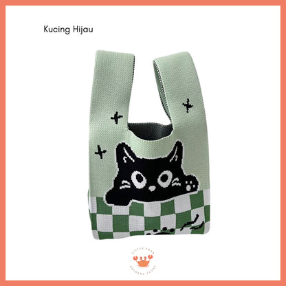 [littlecrab] Tas Rajut Bangkok All Motif Knit Knot Bag Mini Totebag Buffalow Unik Kanvas Premium