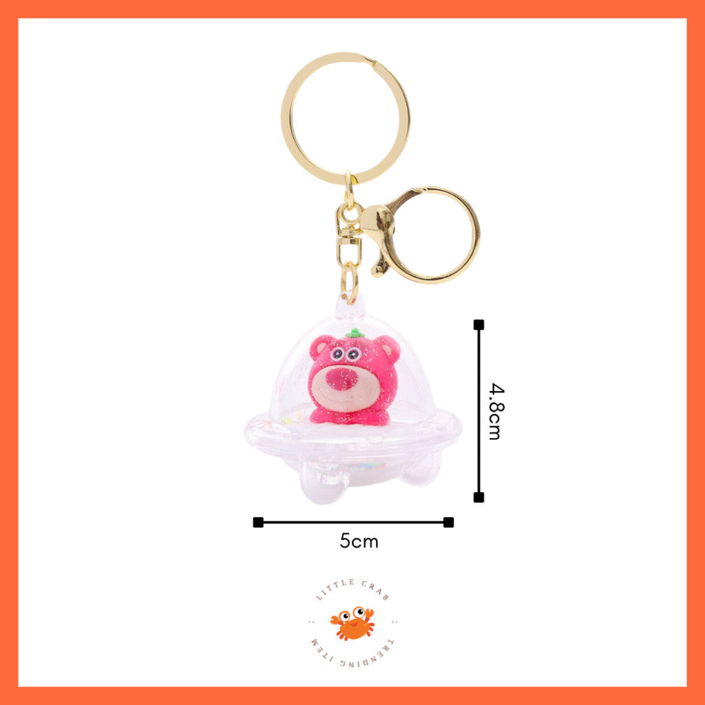 [littlecrab] Gantungan Kunci Uvo Transparan Glitter Lotso Alien Stitch Butter Bear Keychain Gemoy