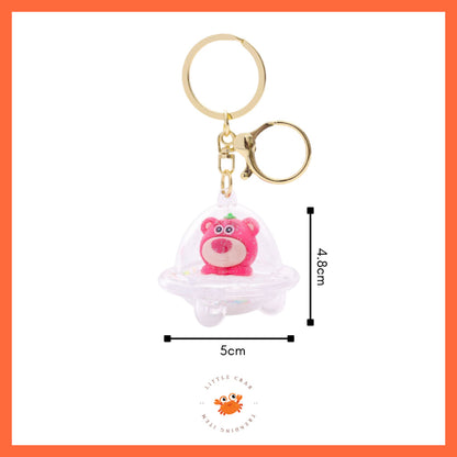 [littlecrab] Gantungan Kunci Uvo Transparan Glitter Lotso Alien Stitch Butter Bear Keychain Gemoy