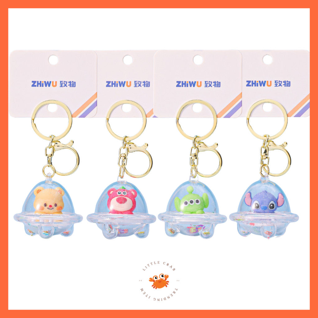 [littlecrab] Gantungan Kunci Uvo Transparan Glitter Lotso Alien Stitch Butter Bear Keychain Gemoy