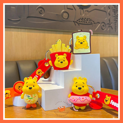 [littlecrab] Gantungan Kunci Winnie The Pooh Bentuk Makanan Burger Donat French Fries Keychain Food