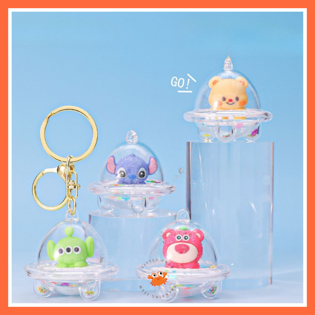 [littlecrab] Gantungan Kunci Uvo Transparan Glitter Lotso Alien Stitch Butter Bear Keychain Gemoy