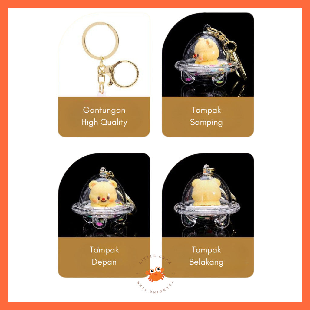 [littlecrab] Gantungan Kunci Uvo Transparan Glitter Lotso Alien Stitch Butter Bear Keychain Gemoy