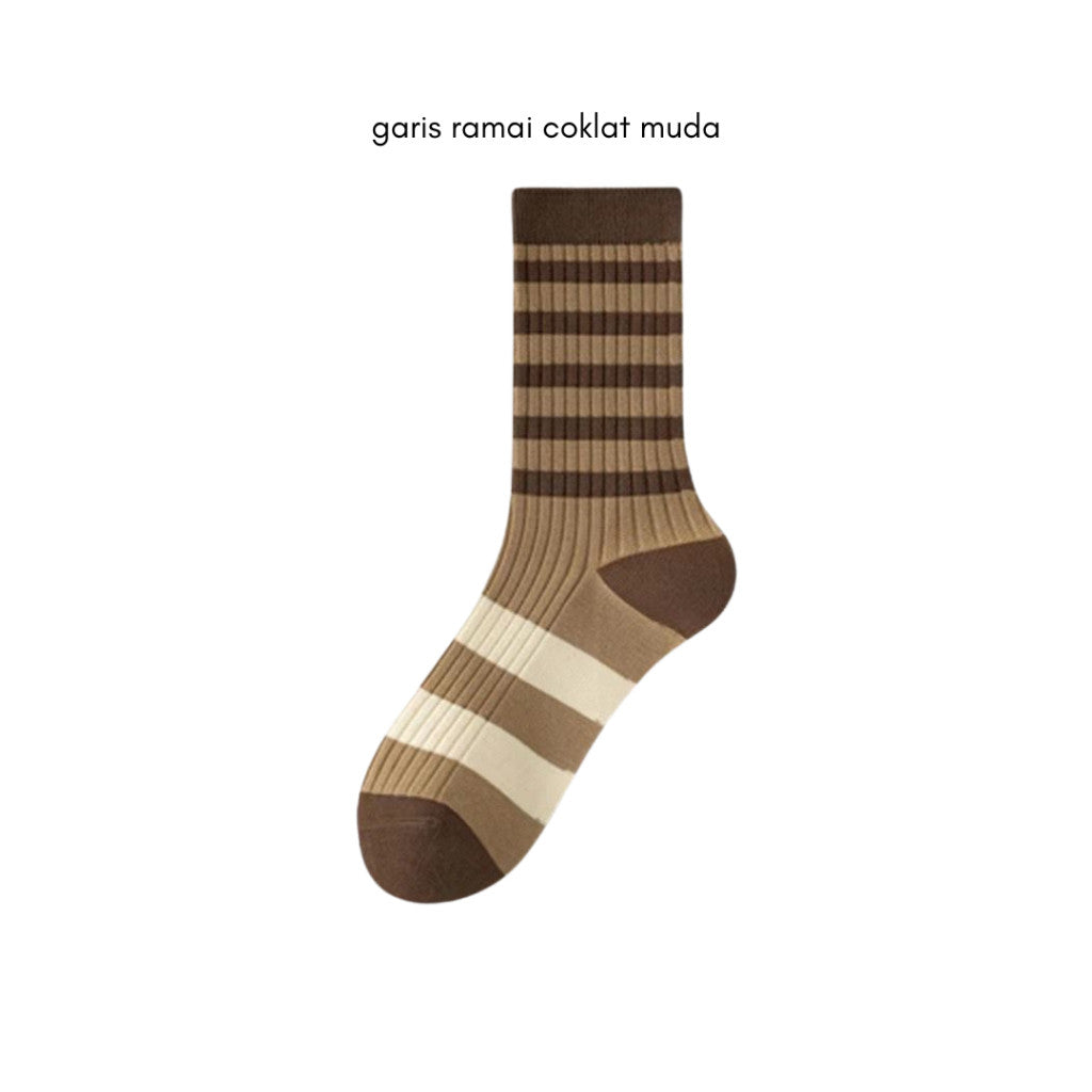 [littlecrab] Kaos Kaki Panjang Chocolate Latte Brown Long Socks Earth Tone Aesthetic Berkualitas