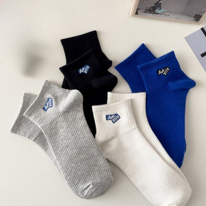[littlecrab] Kaos Kaki Pendek Adventure High Quality Socks Simple Unisex Hitam Putih Biru Abu