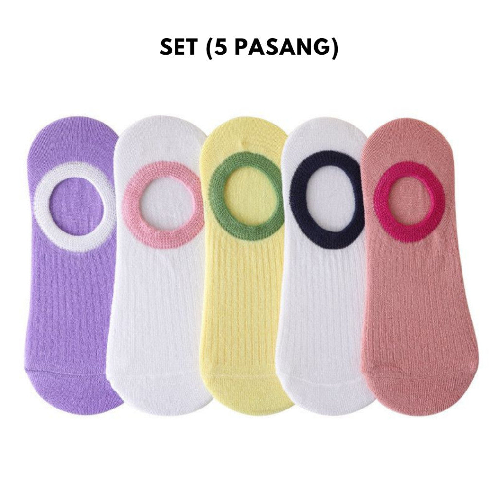 [littlecrab] Kaos Kaki Pendek Polos Warna Warni Lucu Unik Motif Plain Two Tone Berkualitas Korean
