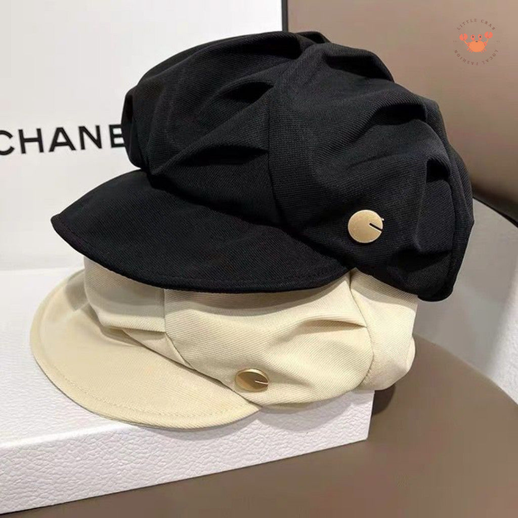 [littlecrab] Topi Baret Bentuk Awan Cloud Puff Simple Cute Aesthetic Retro Korean Style Topi Seniman