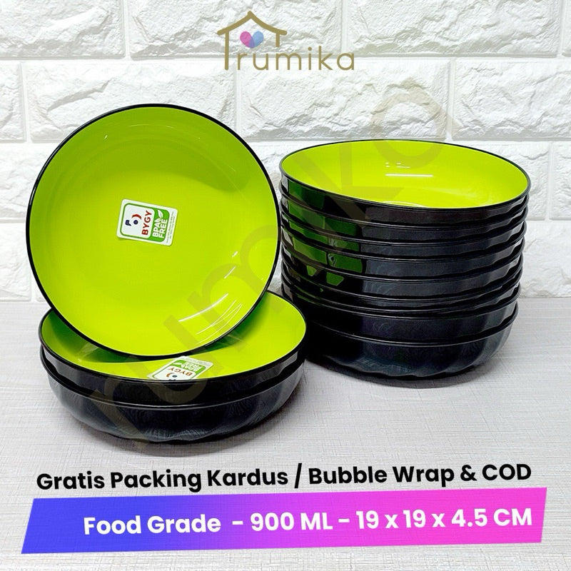 (Mangkok Fuji 6 pcs )Plastik Makan Estetik Fuji 19 CM - Food Grade dan BPA Free