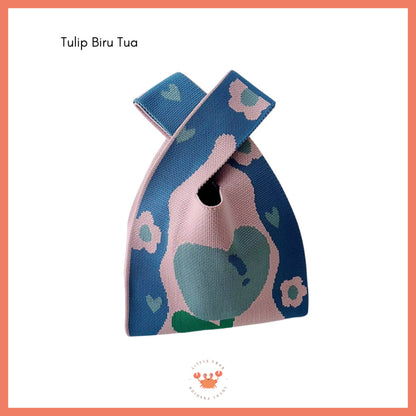 [littlecrab] Tas Rajut Bangkok All Motif Knit Knot Bag Mini Totebag Buffalow Unik Kanvas Premium